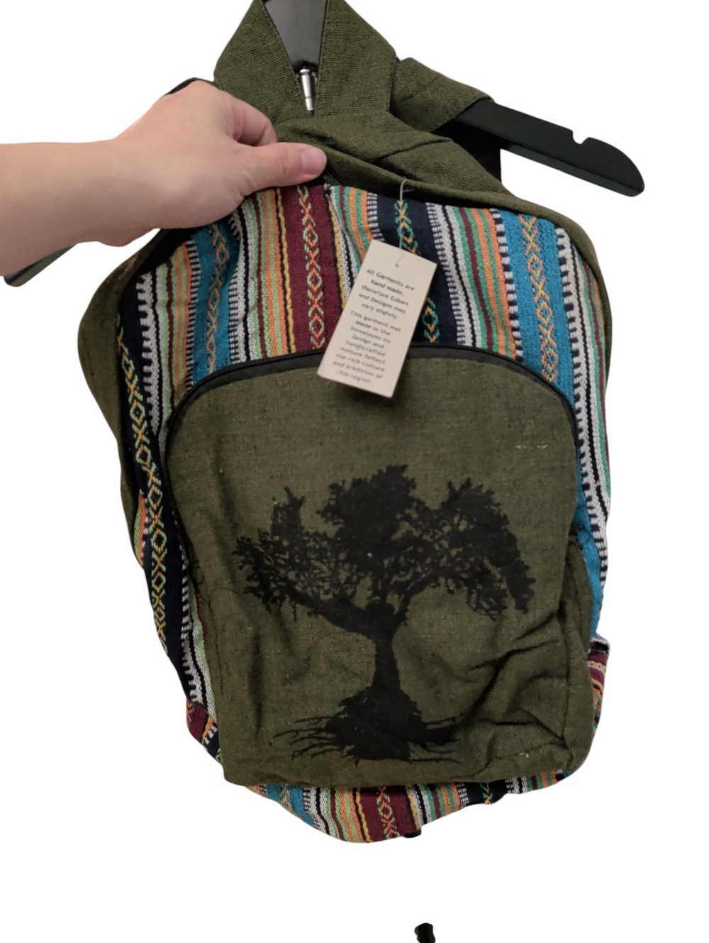 New Bohemian Tree Of Life Knit Green Handmade Backpack